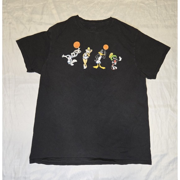 100% Pure Other - Vintage Space Jam Toon Squad Black Shirt Large 100% Cotton Graphic 90s Cartoon